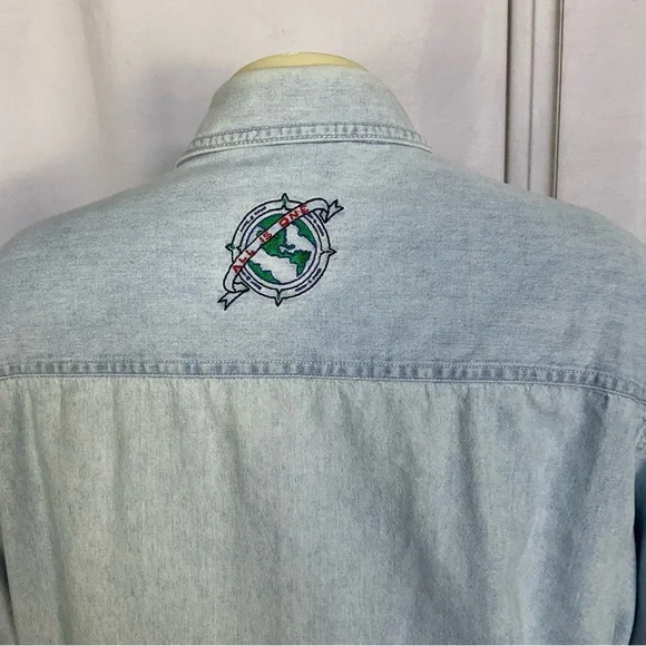 Vintage 90s Hard Rock Cafe Niagara Falls Button Down Long Sleeve Denim Shirt Sm - Picture 6 of 10